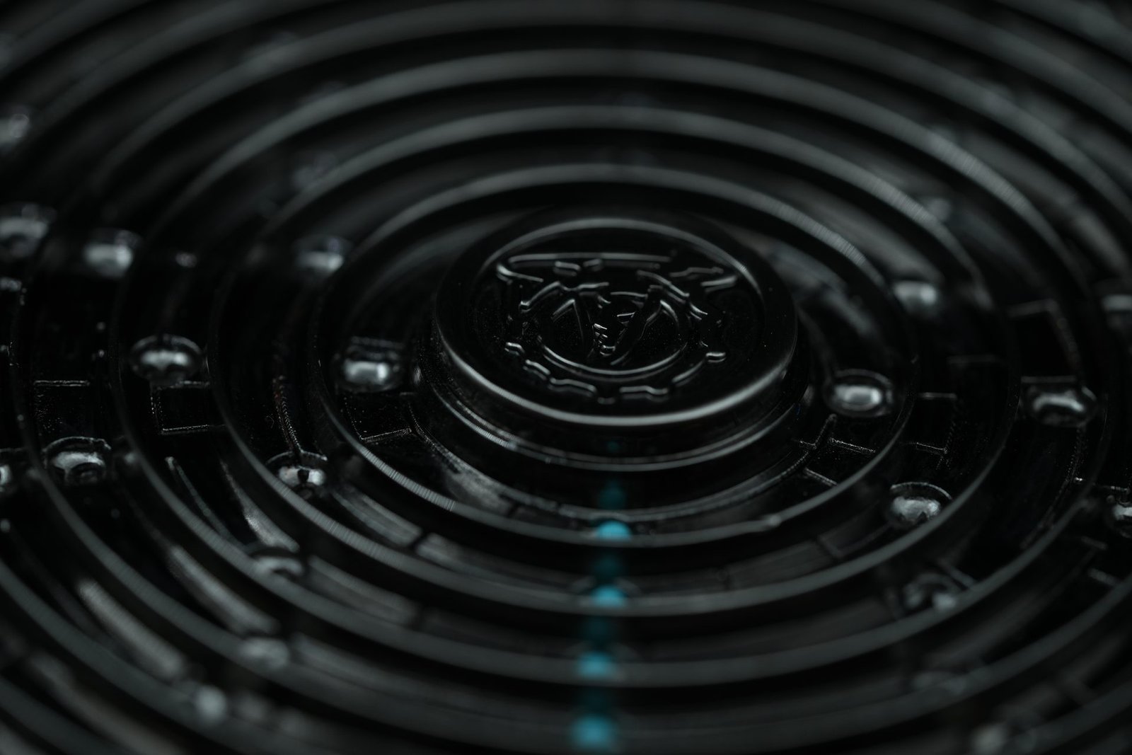 Close-up of the central emblem on the prototype