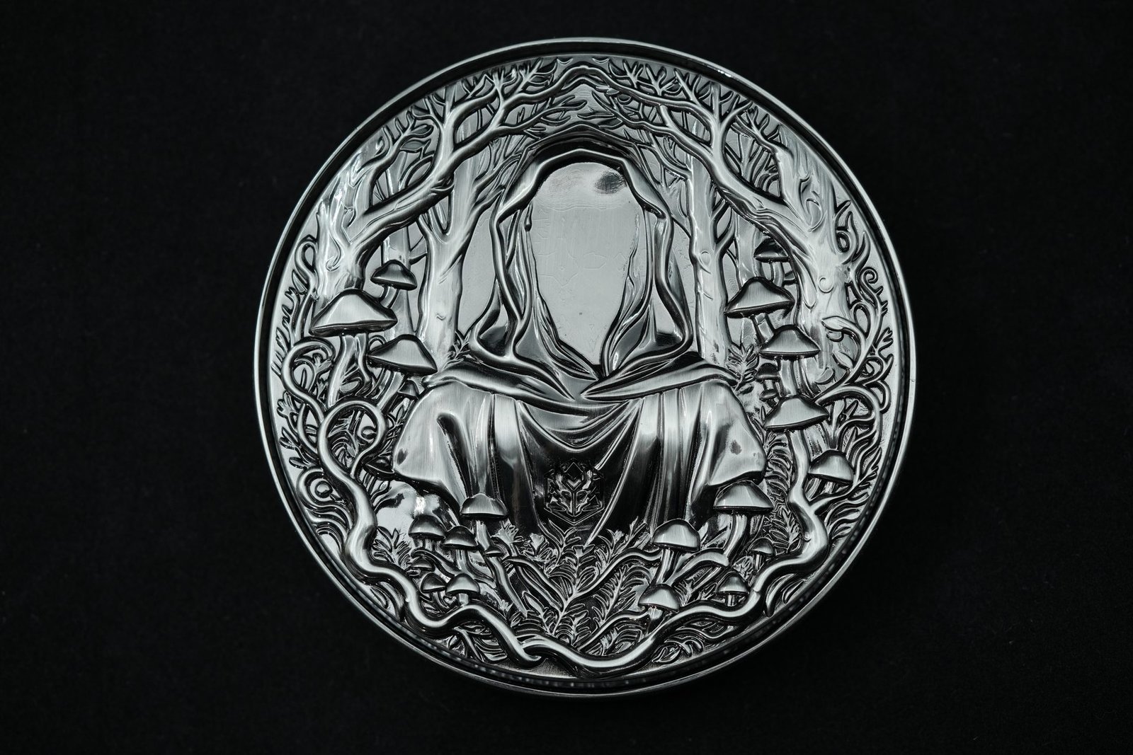 Reverse of the Labyrinth Magic Dice prototype showing the sculpted Mage relief